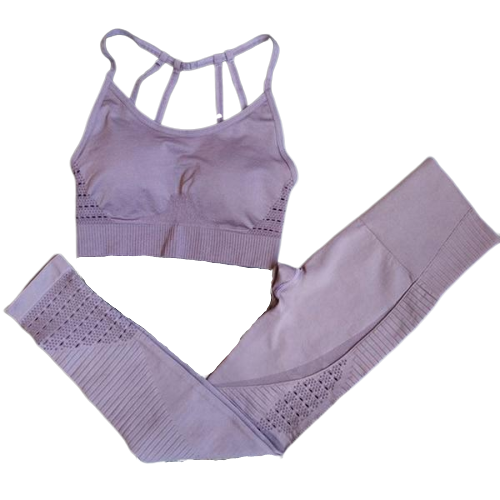 2 Piece Yoga Outfit Set | Sports Bra + Seamless Leggings [Matching Colors]