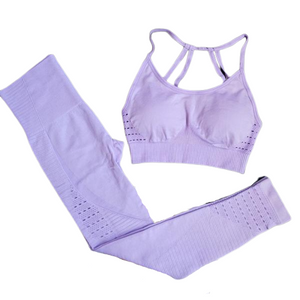 2 Piece Yoga Outfit Set | Sports Bra + Seamless Leggings [Matching Colors]